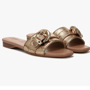 Naturalizer Gold Santiago Slip On Slide Flat Sandal With Buckle Size 7.5